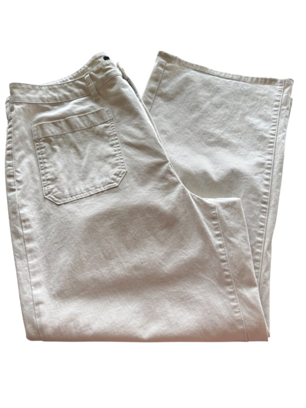 Quince Organic Stretch Cotton Chino Cropped Wide Leg Pants Frost White Sz16 NWOT - Picture 6 of 11
